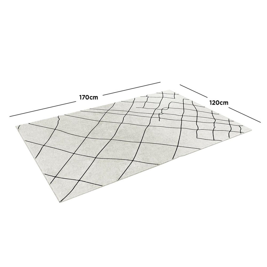 Melody Black & White Modern Rug 120x170cm features black abstract lines on an ivory surface, showcasing a Scandinavian-inspired design perfect for complementing vibrant furniture in high-traffic areas.