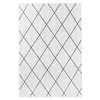 Milani 160x230cm Contemporary Printed Indoor Floor Rug features a light-gray field with a simple diamond grid pattern, reflecting a modern, Scandinavian aesthetic perfect for enhancing living or dining spaces.