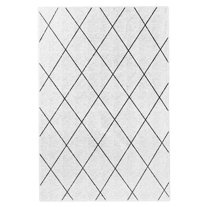 Milani 200x300cm Contemporary Printed Indoor Floor Rug features a repeating diamond lattice pattern with slightly bowed diagonal lines, showcasing a Scandinavian-inspired, minimalistic design suitable for high-traffic areas.