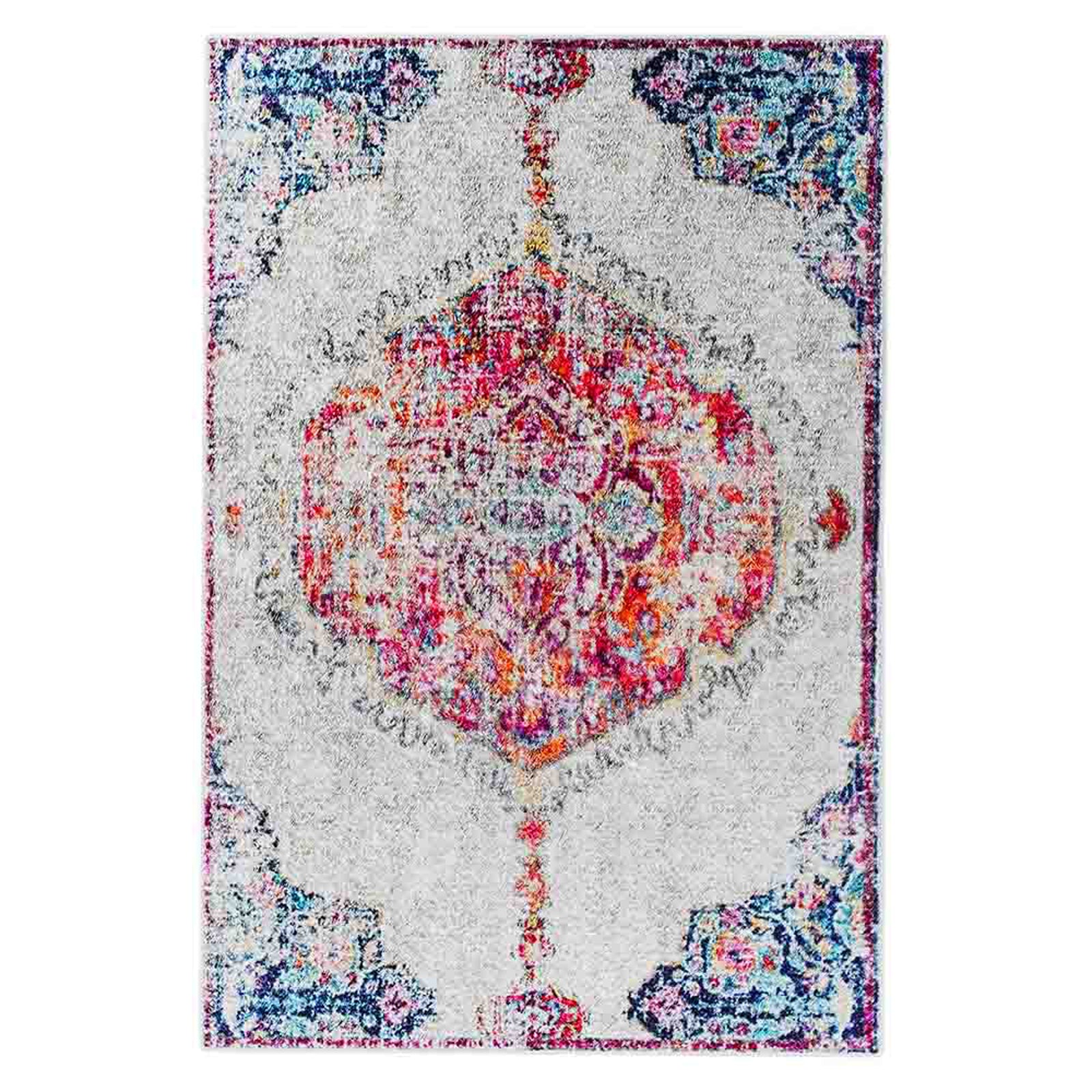 Morgan Distressed Persian Silky Rug 160x230cm features a classic medallion design with a vintage, distressed pattern, ideal for high-traffic areas, adding warmth and style to any room.