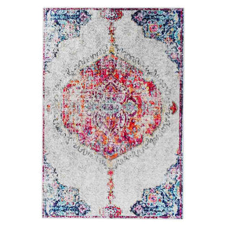 Morgan Distressed Persian Silky Rug 160x230cm features a classic medallion design with a vintage, distressed pattern, ideal for high-traffic areas, adding warmth and style to any room.