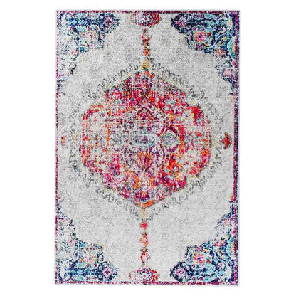 Morgan Distressed Persian Silky Rug 160x230cm features a classic medallion design with a vintage, distressed pattern, ideal for high-traffic areas, adding warmth and style to any room.