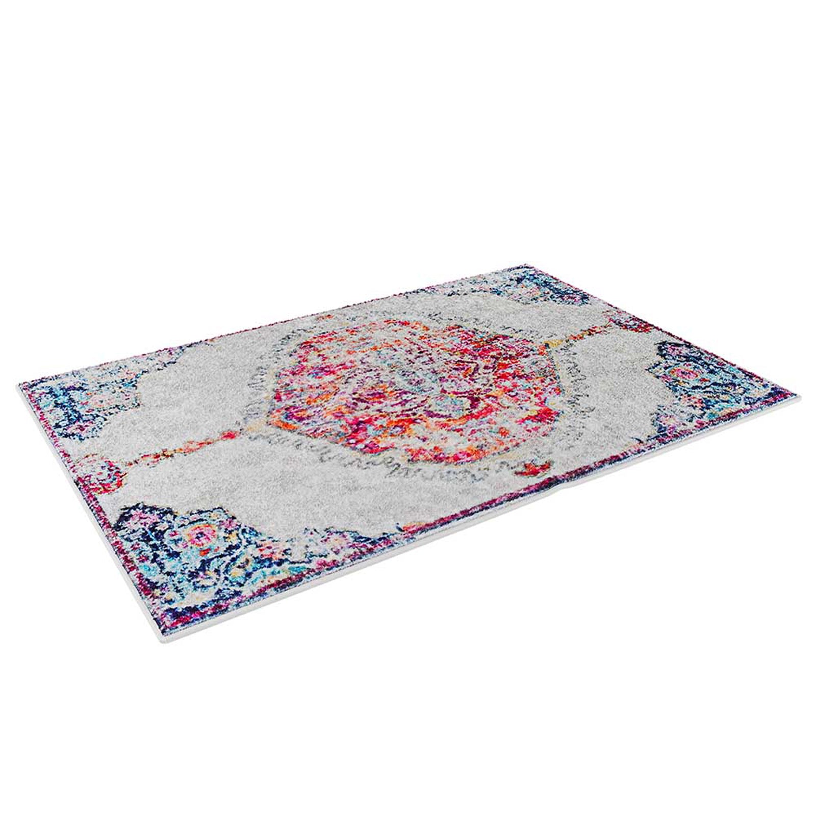 Morgan Distressed Persian Silky Rug 160x230cm features a vintage medallion design with intricate patterns, ideal for high-traffic areas, enhancing interior elegance with its transitional Persian-inspired style.