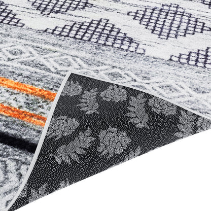 Close-up of Naomi Scandinavian Style Modern Rug 160x230cm, showcasing its intricate tribal-inspired print and texture, highlighting the rug's woven detail and soft pile.