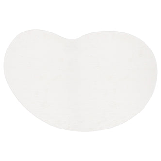 Parna Curved 300x400cm Large Shag Rug in Cream White, featuring an organic oval shape with gently curving edges, displayed against a white background, showcasing its modern design and plush texture.