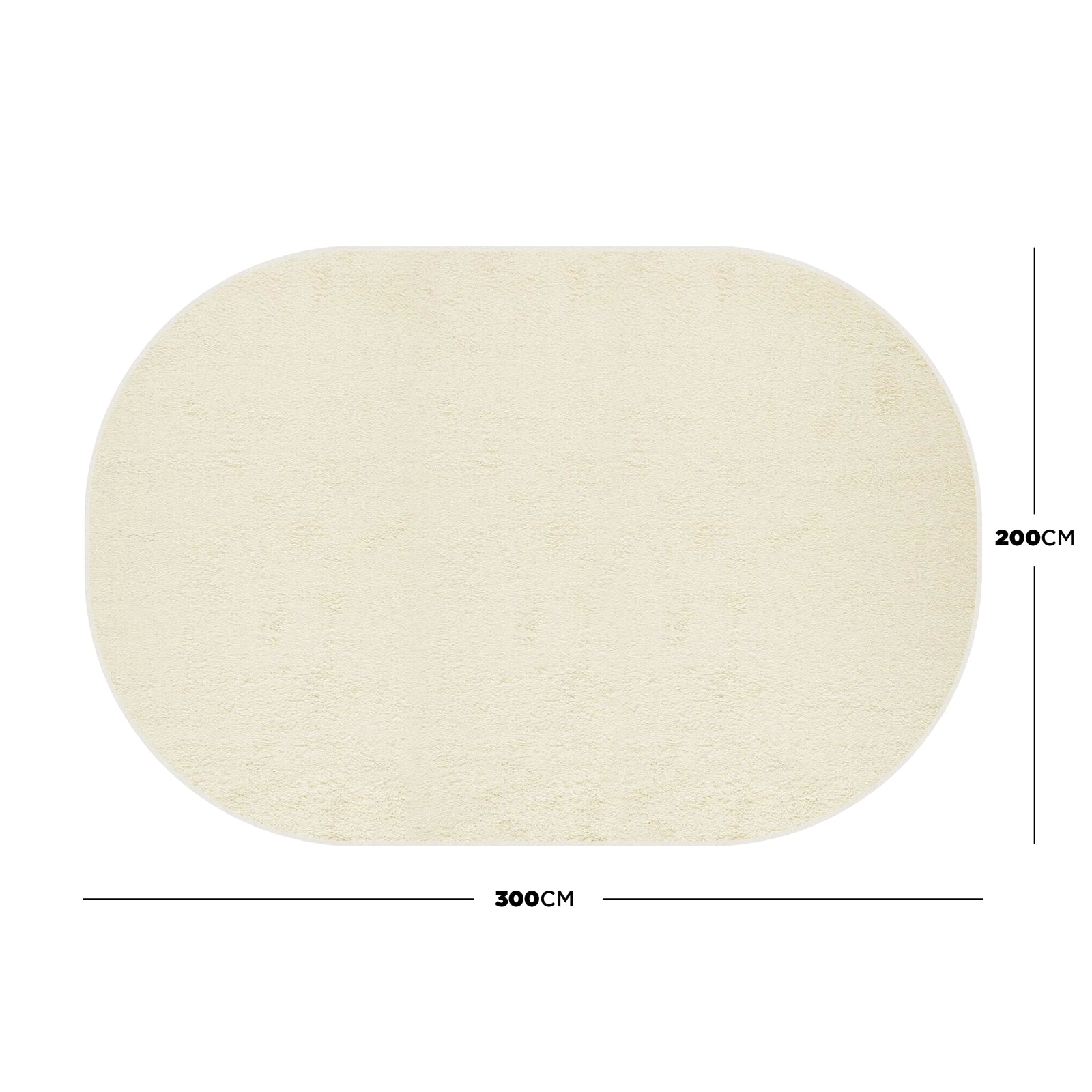 Pavla 200 x 300cm Oval Shaggy Rug in Beige, showcasing its large, oval shape and plush texture, laid flat on a white background, highlighting its inviting and cosy appeal for home décor.