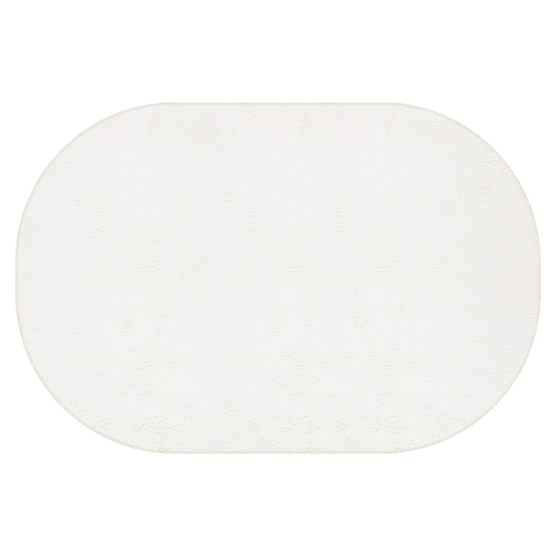 Pavla 200 x 300cm Oval Shaggy Rug in Cream White, featuring a simple, plain oval shape with a lightly textured, terry-cloth-like surface, offering elegant softness and comfort for any room.