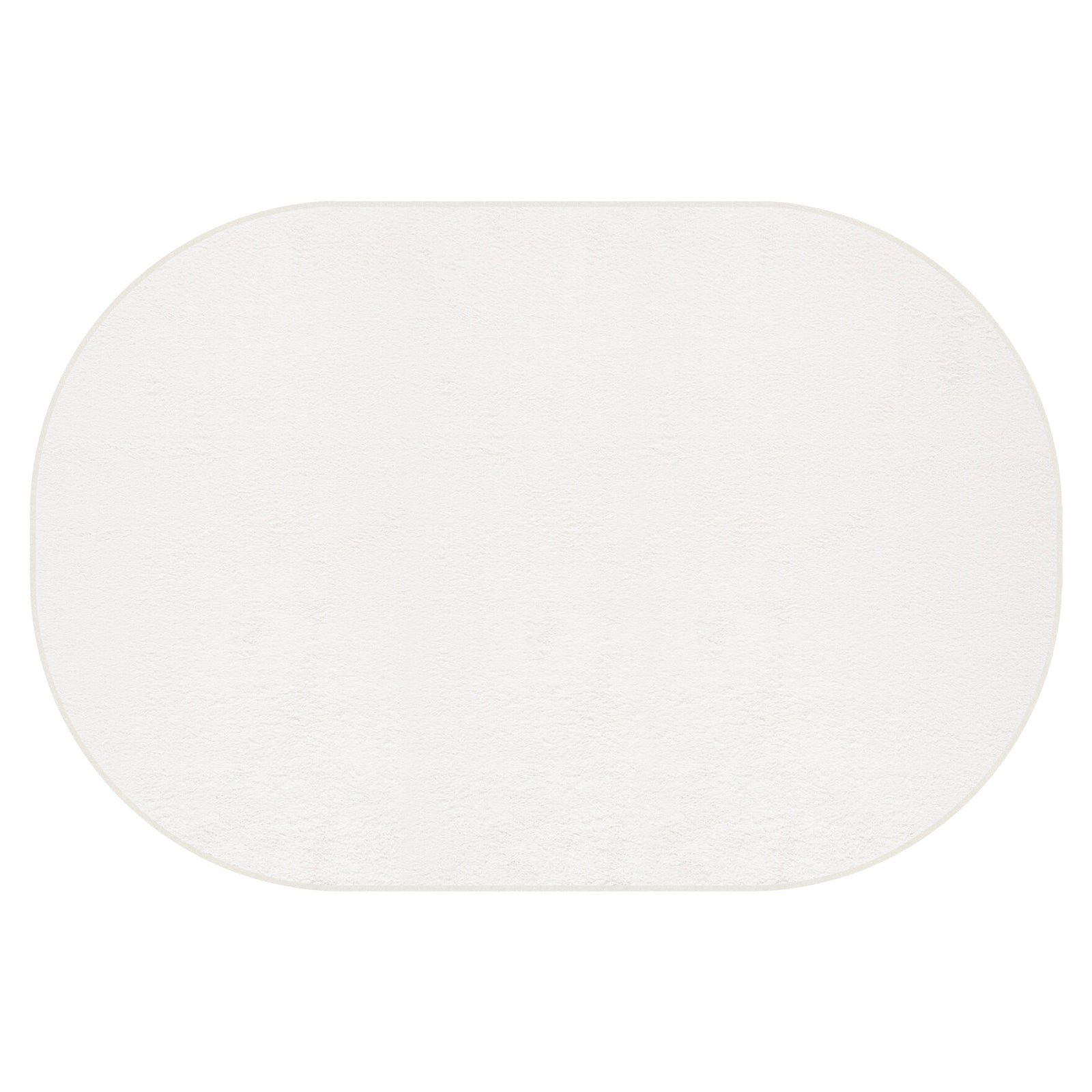 Pavla 200 x 300cm Oval Shaggy Rug in Cream White, featuring a simple, plain oval shape with a lightly textured, terry-cloth-like surface, offering elegant softness and comfort for any room.