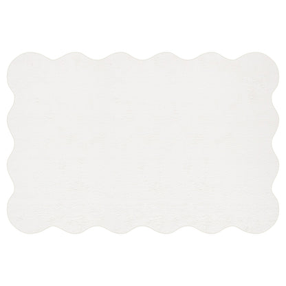 Pixie 240x330cm Large Wavy Shag Rug in Cream White, featuring a scalloped border and plush, uniform texture, ideal for adding softness and style to medium or large living spaces.