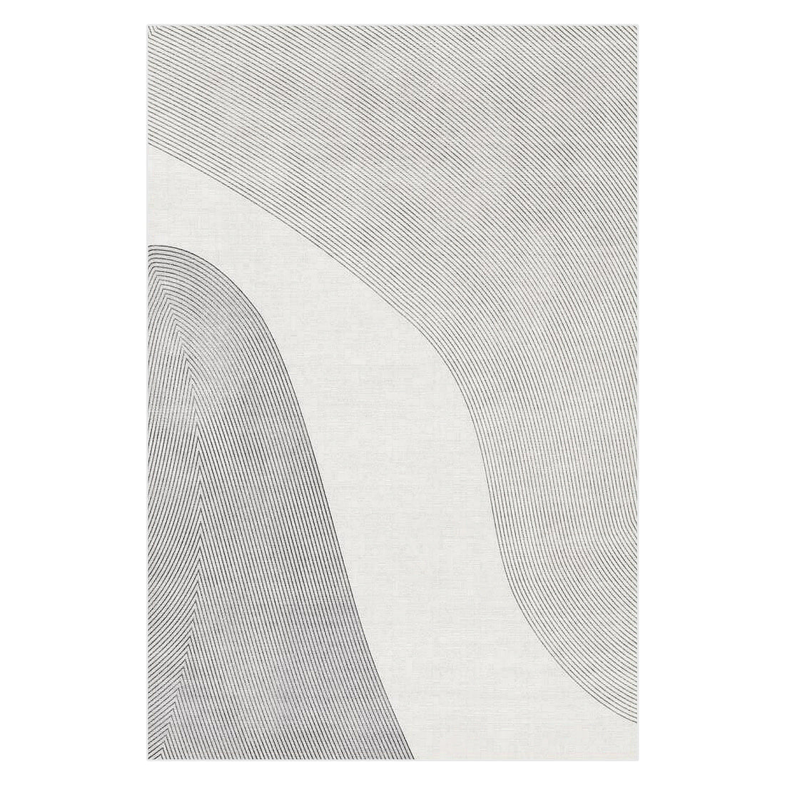 Ramvik 200x300cm Abstract Indoor Floor Rug features a modern, sculptural design with thin, overlapping curved lines, creating a topographic effect, perfect for adding contemporary flair to any room.