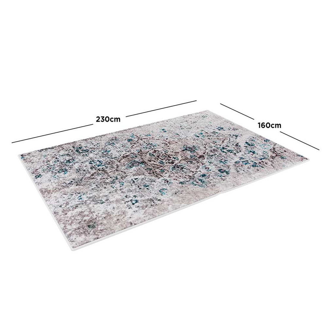 Riana Distressed Faded Design Rug 160x230cm, showcasing a Persian-inspired medallion pattern with a vintage, distressed look, ideal for high-traffic areas, enhancing comfort and style in your home.