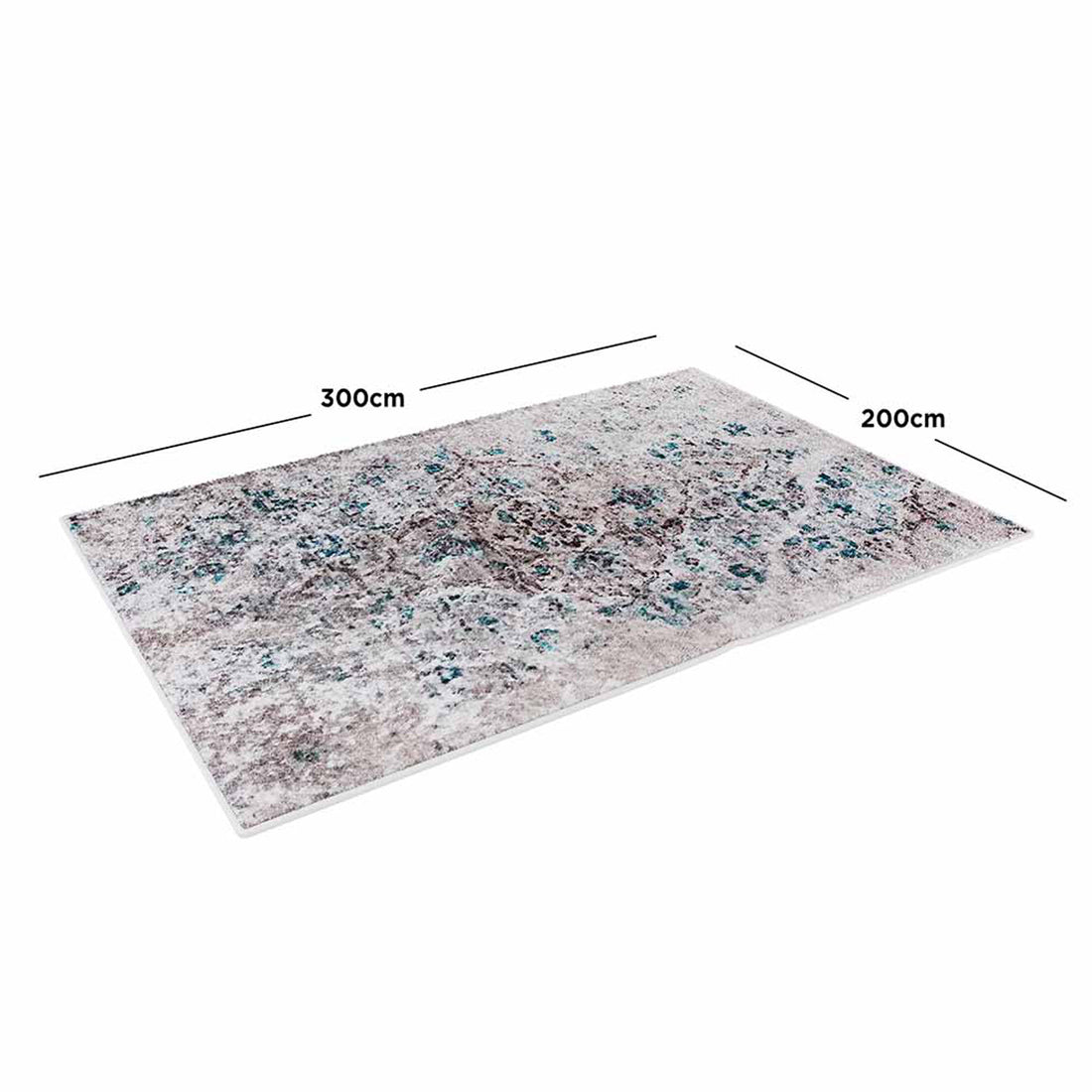 Riana Distressed Faded Design Rug 200x300cm, featuring a close-up of its intricate medallion pattern with a vintage, distressed look, emphasizing its soft texture and elegant Persian-inspired design.