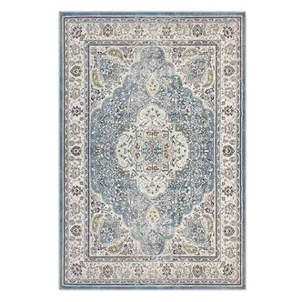 Roshni Distressed Persian Silky Rug 160x230cm showcases a detailed floral medallion design with intentional distressing, offering a vintage Persian look perfect for enhancing your interior space.