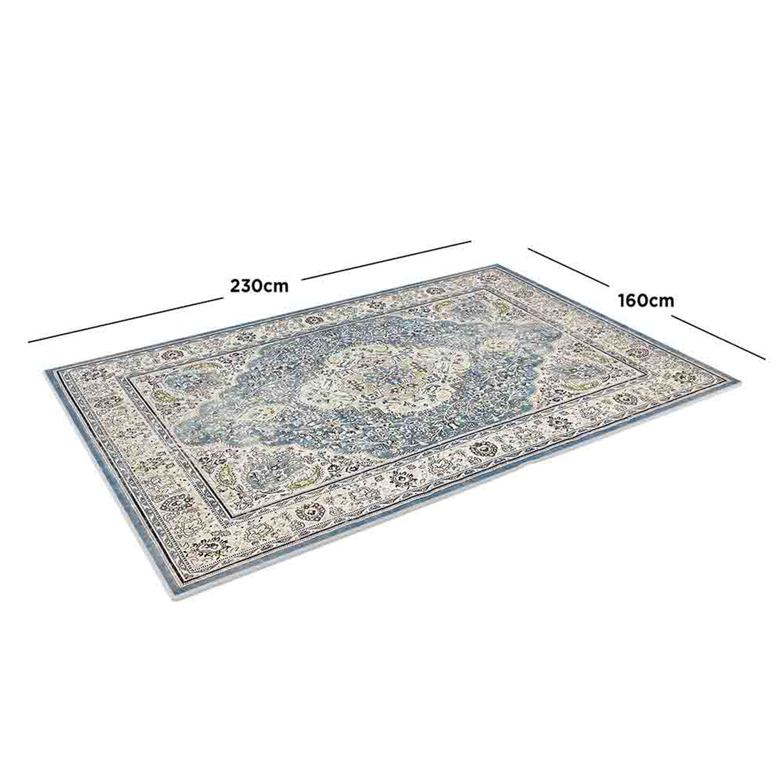 Roshni Distressed Persian Silky Rug 160x230cm features a vintage floral medallion design with intricate details, ideal for adding elegance to living spaces with its soft, low-maintenance texture.