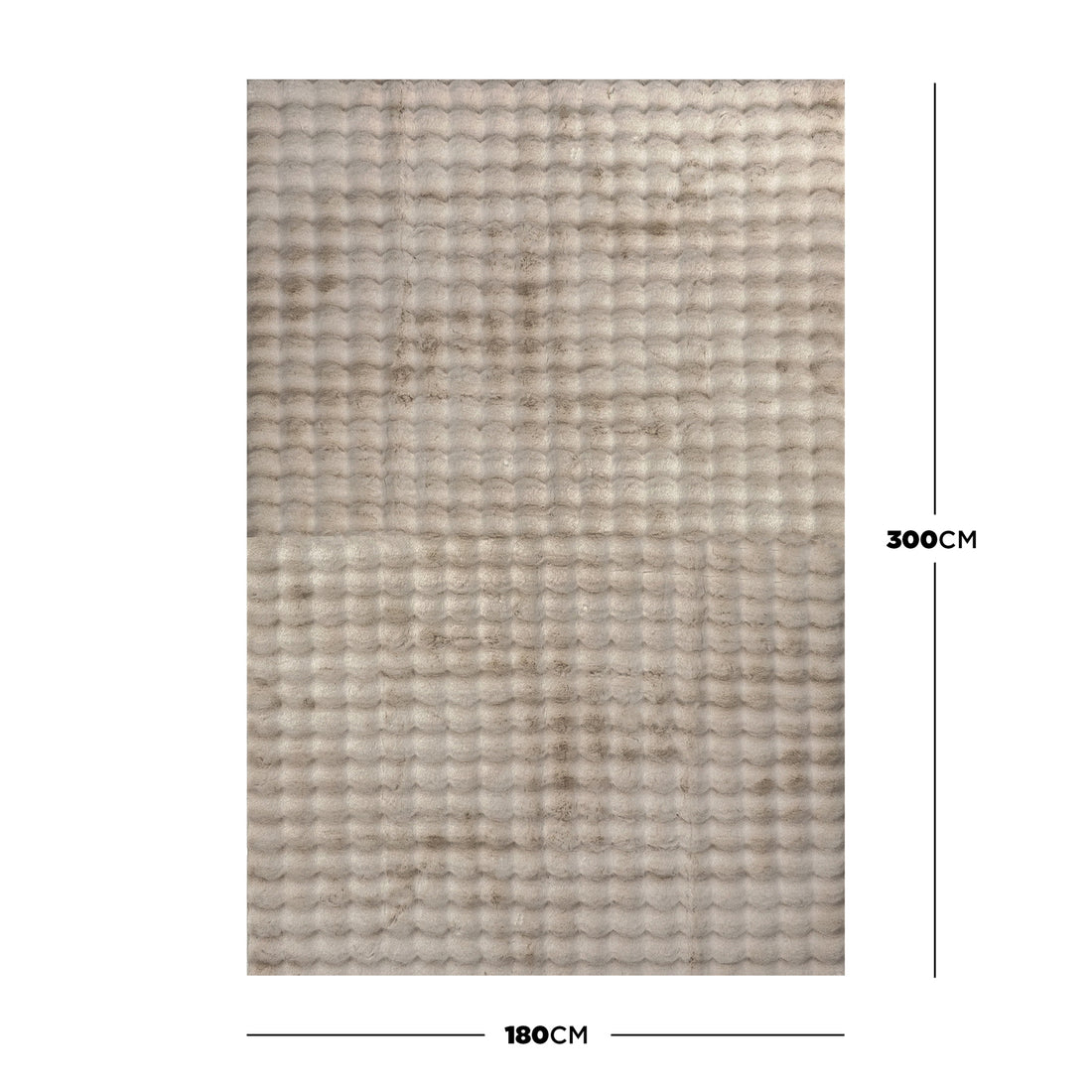 Severa 180x300cm Fluffy Fur Textured Bubble Rug Beige