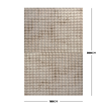 Severa 180x300cm Fluffy Fur Textured Bubble Rug Beige