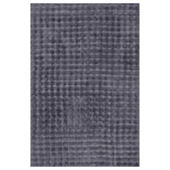 Severa 180x300cm Fluffy Fur Textured Bubble Rug Grey features a close-up of its plush, waffle-textured surface, showcasing luxurious, soft, pile-style textile resembling rabbit fur for ultimate comfort.