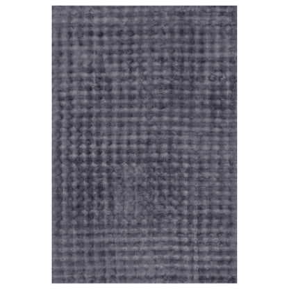 Severa 180x300cm Fluffy Fur Textured Bubble Rug Grey features a close-up of its plush, waffle-textured surface, showcasing luxurious, soft, pile-style textile resembling rabbit fur for ultimate comfort.