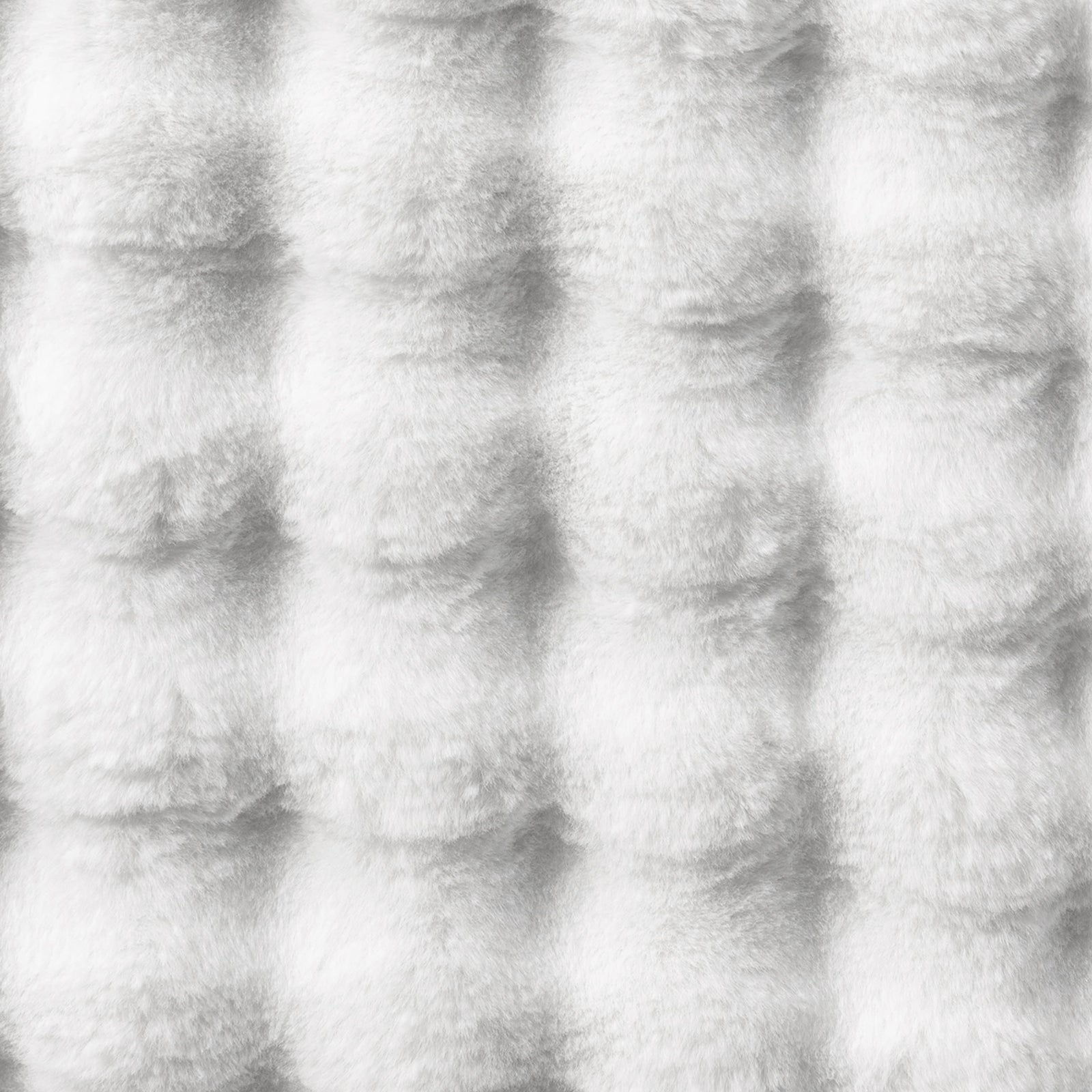 Severa 180x300cm Fluffy Textured Bubble Rug in White, showcasing a close-up of its soft, quilted faux-fur surface arranged in a subtle grid pattern, highlighting its luxurious and cozy texture.