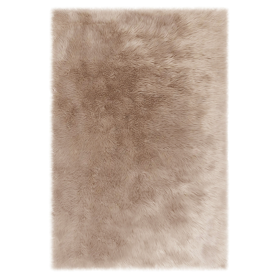 Zubuin 180x300cm Shaggy Plush Rectangular Rug in Beige, featuring a high-pile, fluffy texture resembling faux-fur, providing a soft, luxurious feel and non-slip backing for stability.