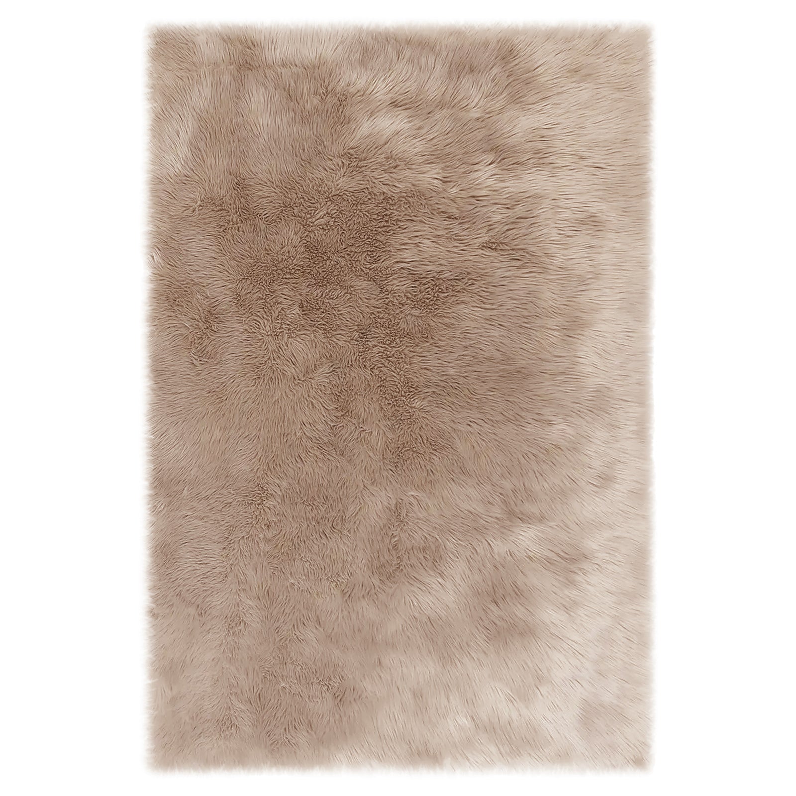 Zubuin 180x300cm Shaggy Plush Rectangular Rug in Beige, featuring a high-pile, fluffy texture resembling faux-fur, providing a soft, luxurious feel and non-slip backing for stability.