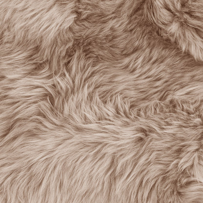 Zubuin 180x300cm Shaggy Plush Rectangular Rug in Beige, featuring a high-pile, soft faux-fur texture resembling sheepskin, perfect for adding coziness and warmth to any room.