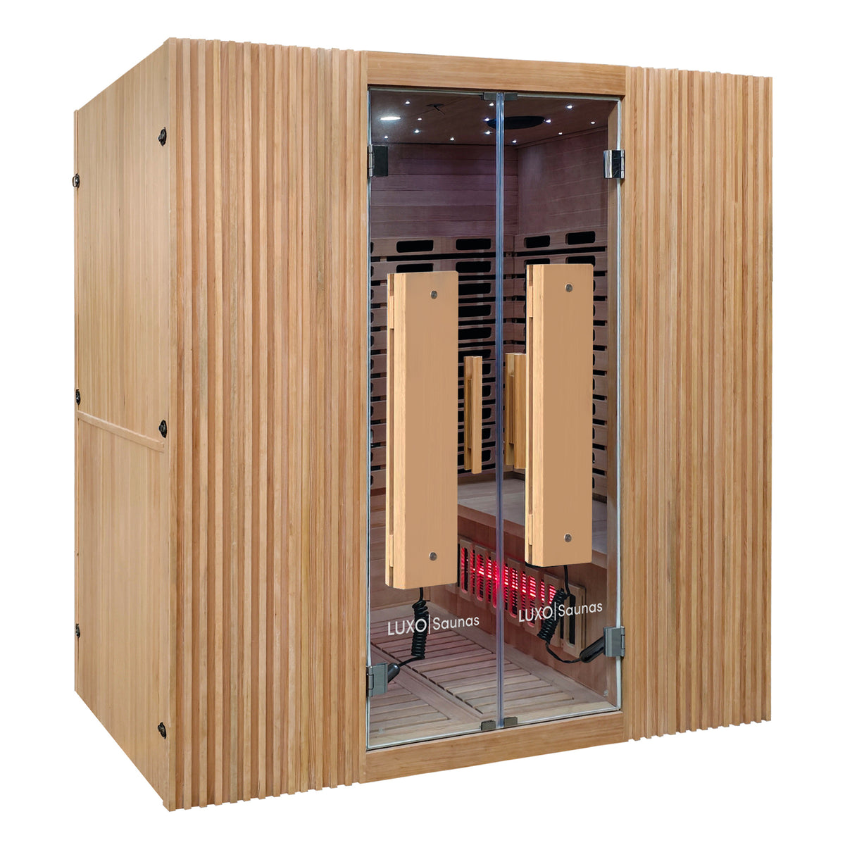 Hehku 4 Person Ultra Low EMF Full Spectrum Infrared Sauna styled in a room setting