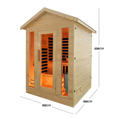 Kiima 3-Person Hybrid Infrared & Finnish Outdoor Sauna in Natural