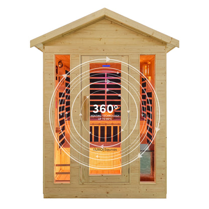 Kiima 3-Person Hybrid Infrared & Finnish Outdoor Sauna in Natural