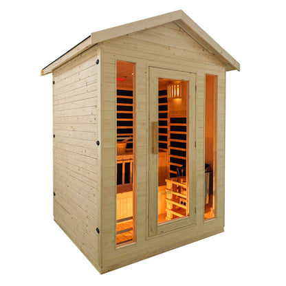 Kiima 3-Person Hybrid Infrared & Finnish Outdoor Sauna in Natural