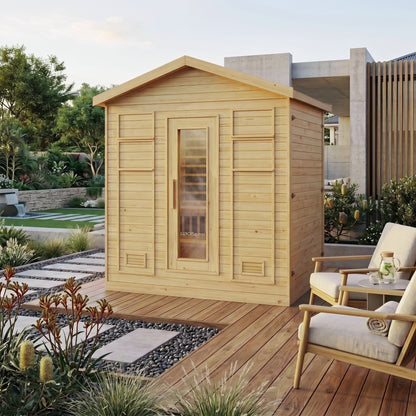 Kiima 6-Person Hybrid Infrared & Finnish Outdoor Sauna in Natural