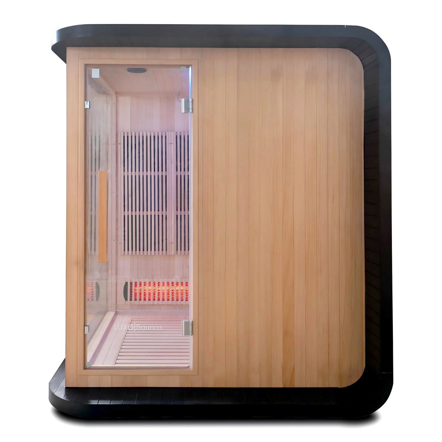 Modern infrared sauna shown whole on a white background