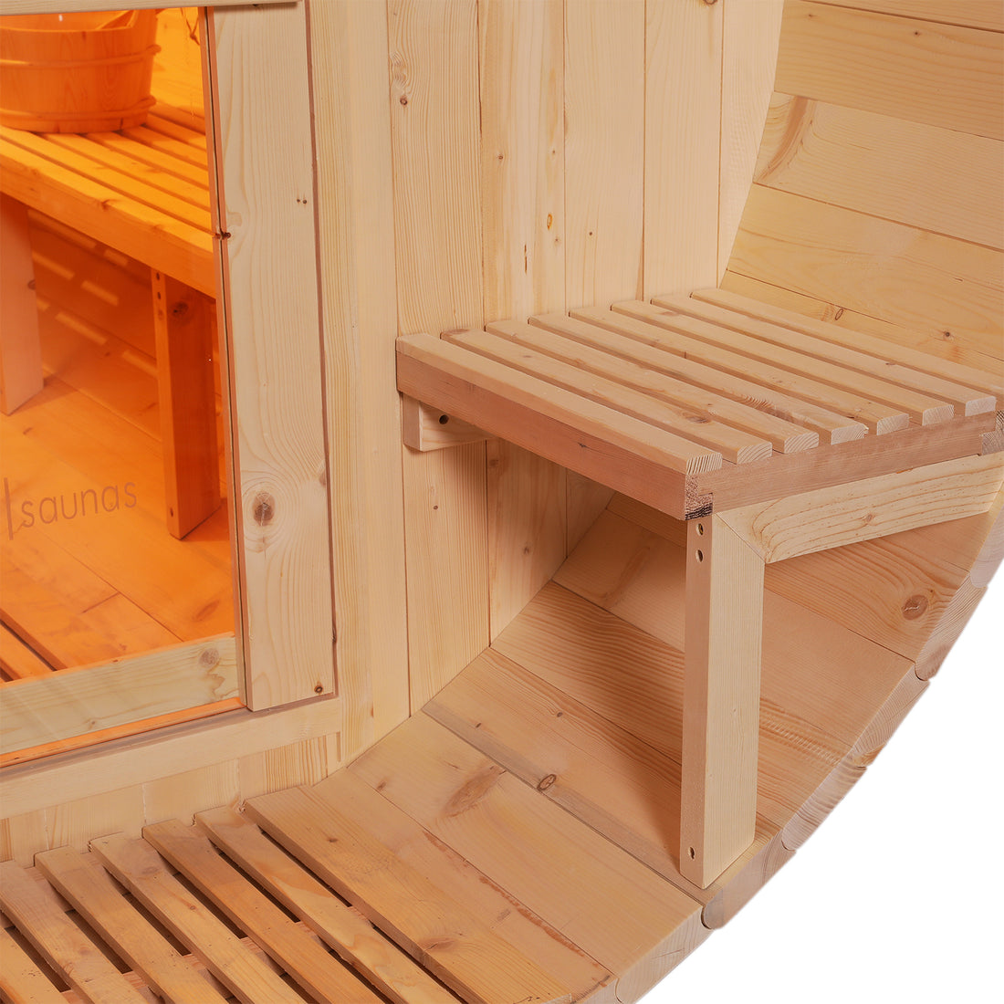Luola 4 Person Outdoor Barrel Sauna - Pine - w/ Wood Burning Stove