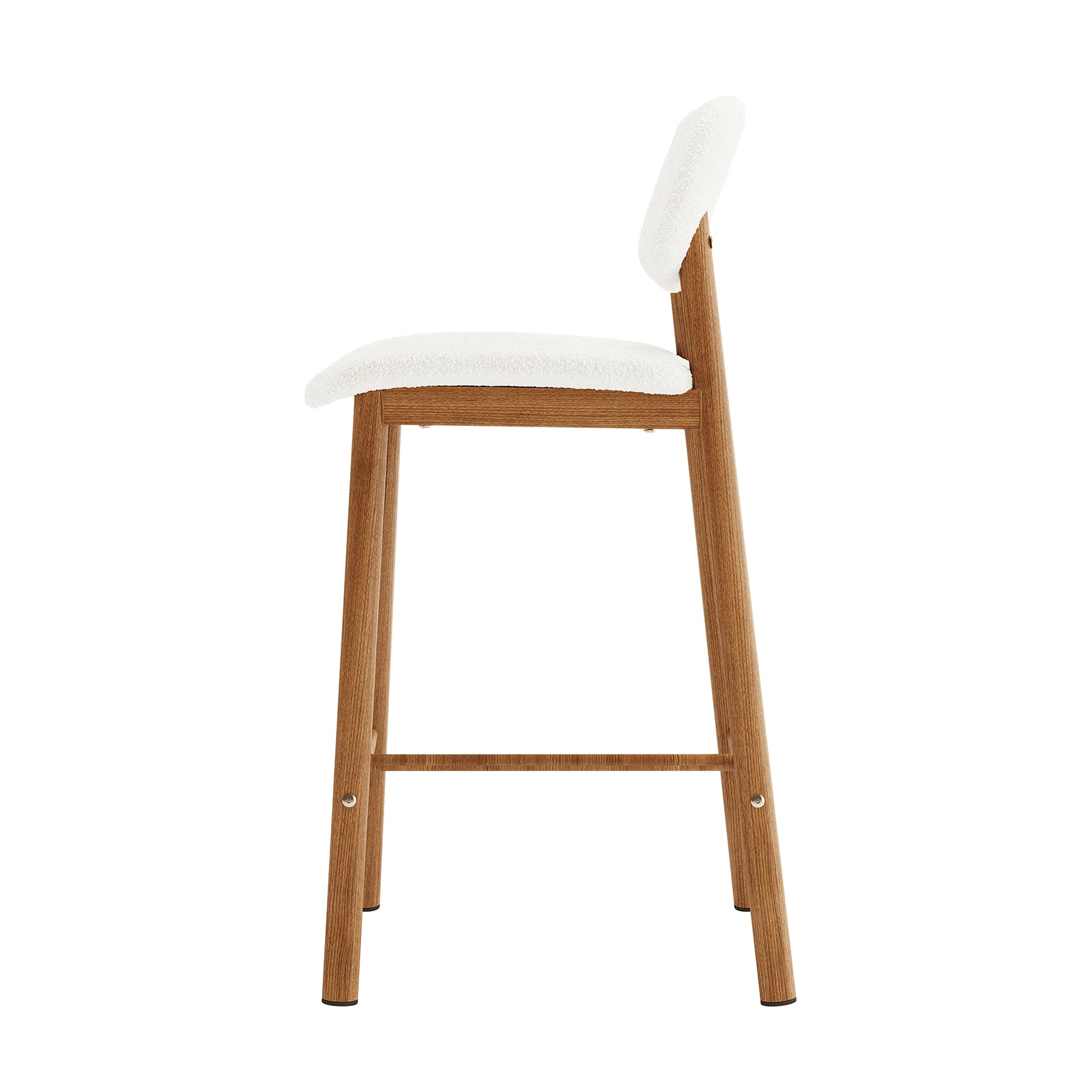 Afrim Boucle Upholstered High-Back Bar Stool Set of 2 - Cream White, featuring plush upholstery, high backrests, and sleek metal legs, perfect for stylish kitchen or bar seating.
