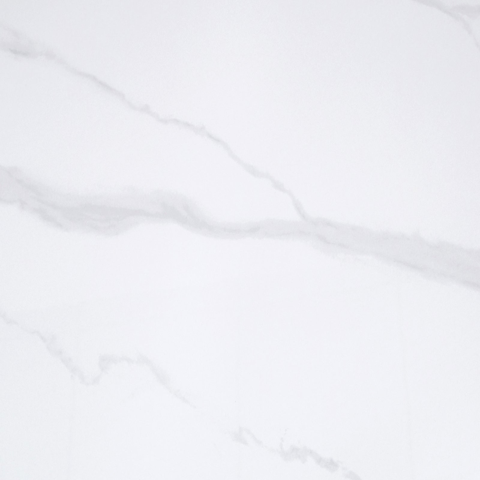 Alfred 180cm Modern Pedestal Dining Table features a sleek white marble-look top with subtle gray veins and a modern black pedestal base, offering elegance and ample legroom for six.