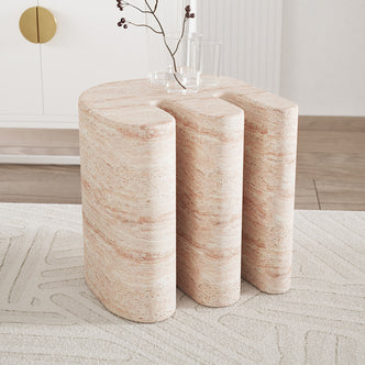 Ashford Modern Indoor Concrete Accent Side Table - Travertine - Lifestyle