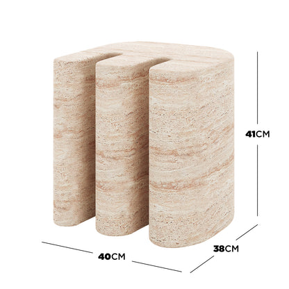 Ashford Modern Indoor Concrete Accent Side Table - Travertine