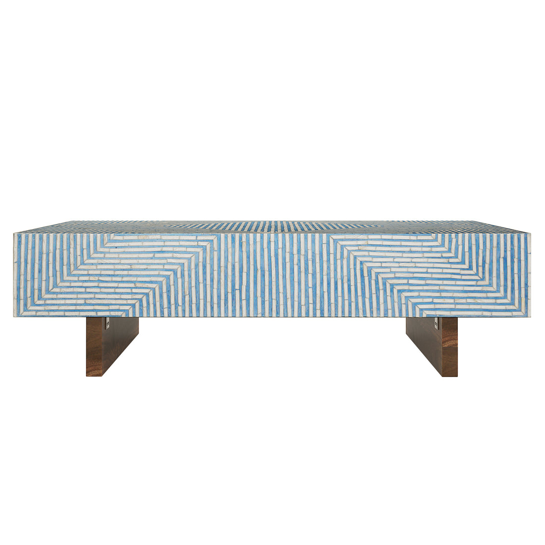 Audino Mother of Pearl Inlay Coffee Table Blue with Mixed Ivory
