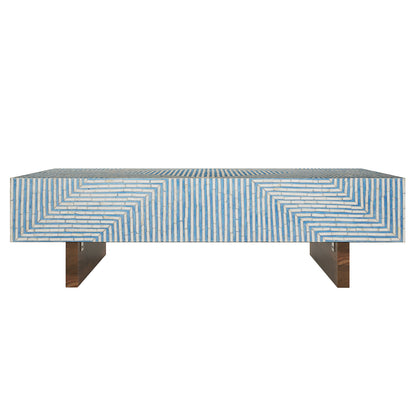 Audino Mother of Pearl Inlay Coffee Table Blue with Mixed Ivory