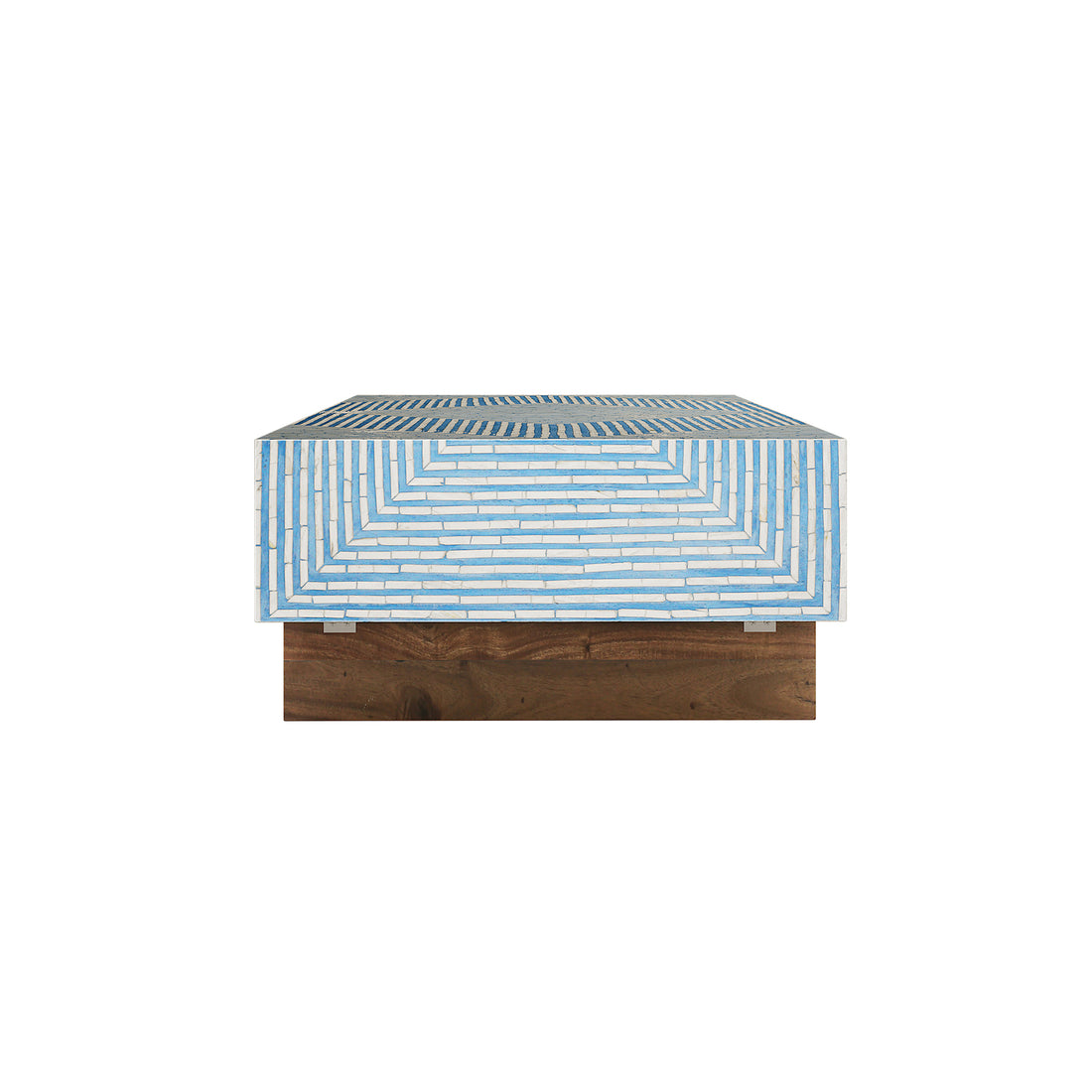 Audino Mother of Pearl Inlay Coffee Table Blue with Mixed Ivory