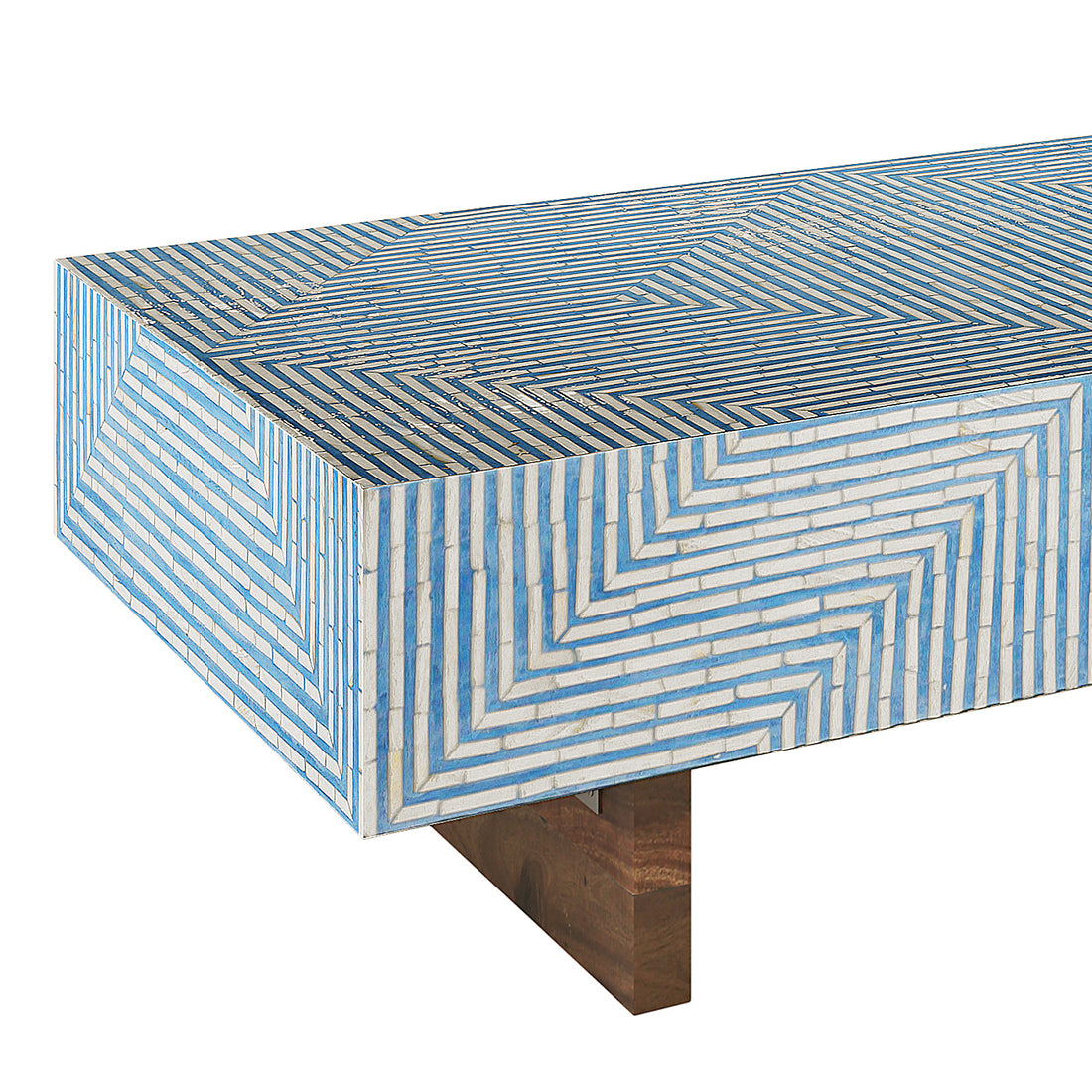 Audino Mother of Pearl Inlay Coffee Table Blue with Mixed Ivory