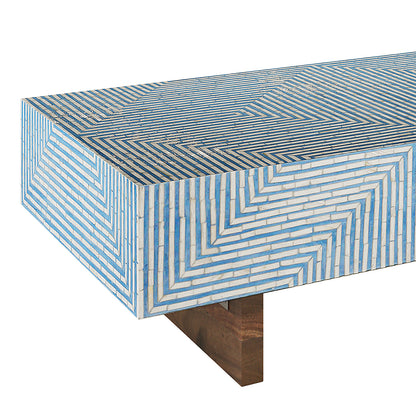 Audino Mother of Pearl Inlay Coffee Table Blue with Mixed Ivory