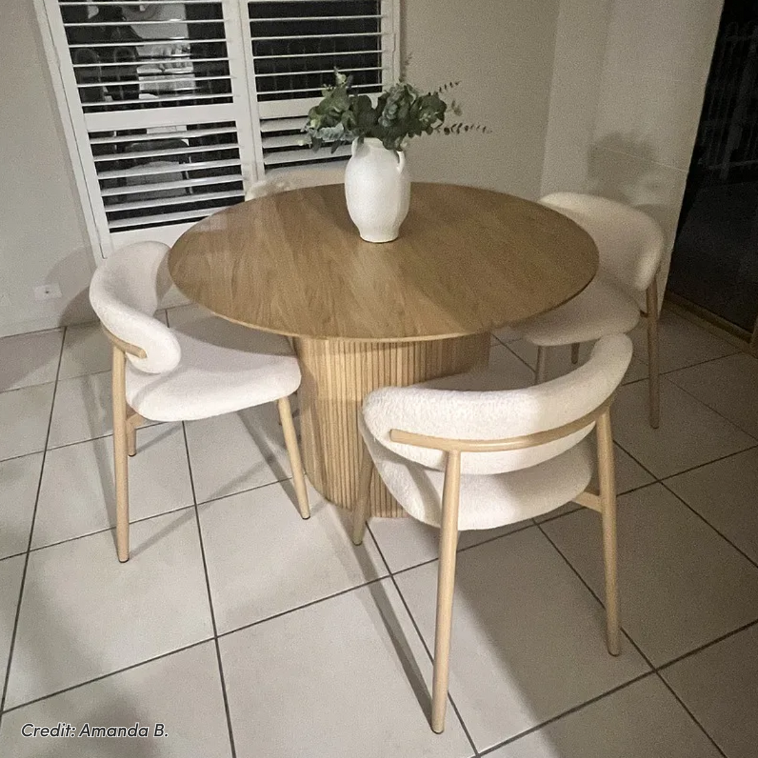 Audrey Curved Fabric Dining Chair Set of 2 in Cream White