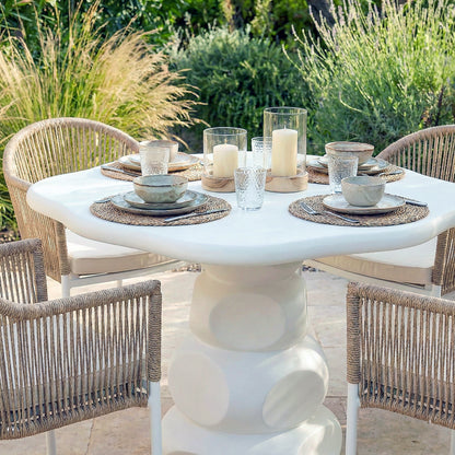 Azalea 110cm Round Outdoor Concrete Dining Table in White
