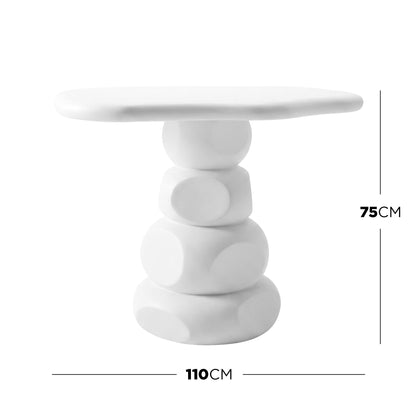 Azalea 110cm Round Outdoor Concrete Dining Table in White