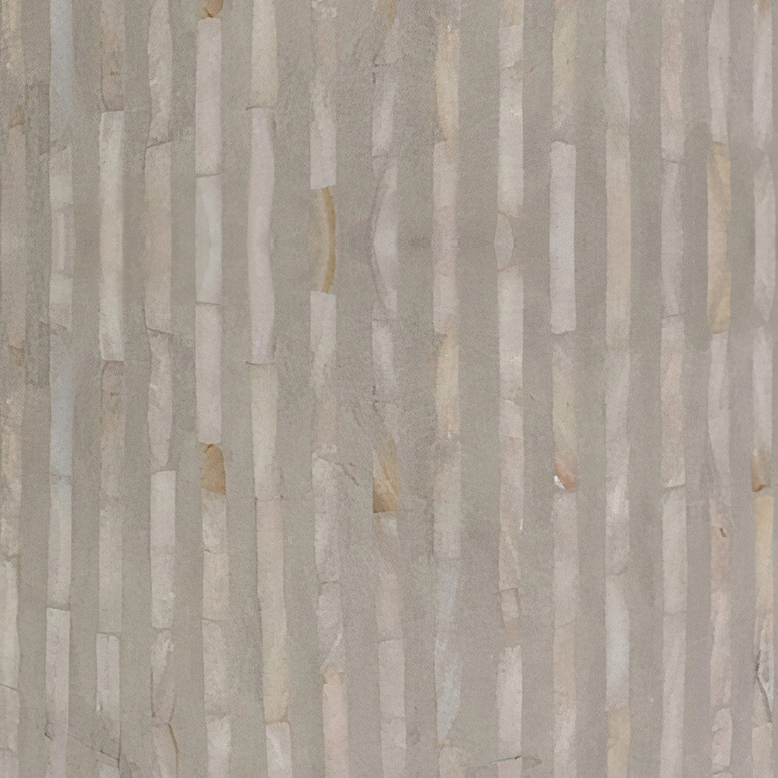 Baltoy 100cm Mother of Pearl Coffee Table in Striped Bone features a close-up of thin, beige stone strips in a staggered vertical pattern, showcasing its elegant mother of pearl inlay design.