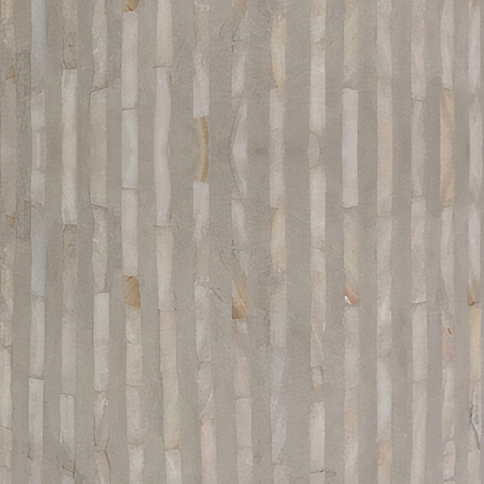 Baltoy 100cm Mother of Pearl Coffee Table in Striped Bone features a close-up of thin, beige stone strips in a staggered vertical pattern, showcasing its elegant mother of pearl inlay design.