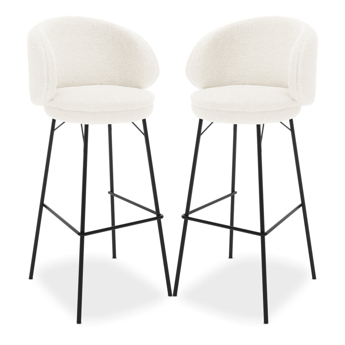 Belize Boucle Bar Stools (Set of 2) - Cream White