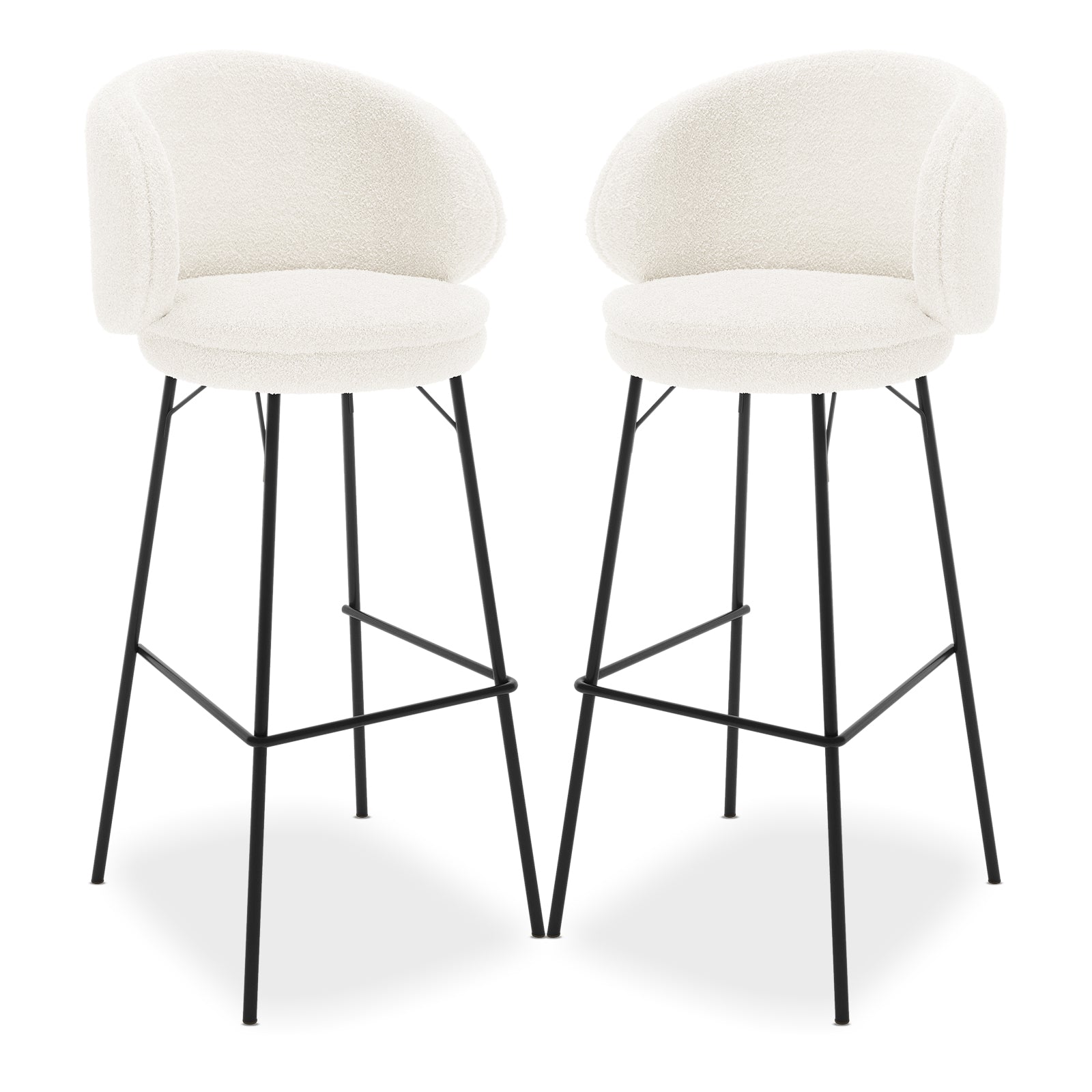 Belize Boucle Bar Stools (Set of 2) - Cream White