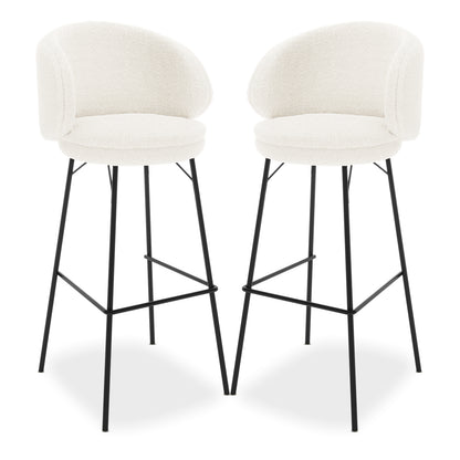 Belize Boucle Bar Stools (Set of 2) - Cream White
